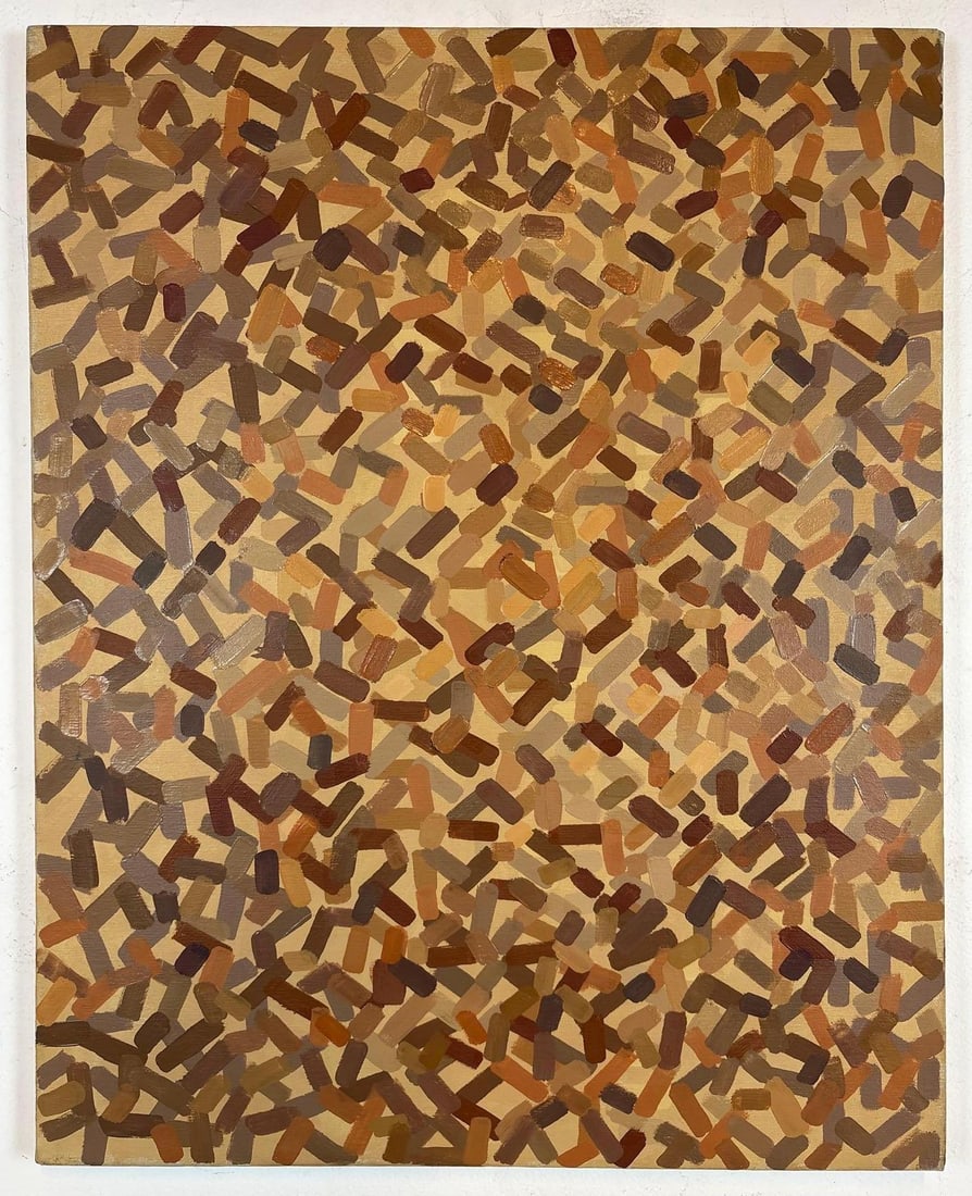 ORLOVSKY ABSTRACT PAINTING (2/2): An abstract painting in shades of cream and purple Dimensions: 24"L X 30"W Artist: Signed S. Orlovsky Provenance: A New York Collector Notes: Although care is taken to photograph and describe the item