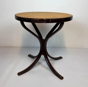 VINTAGE ROUND CANE TOP TABLE