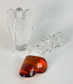 BACCARAT TIGER & CHRISTOFLE CRYSTAL SET OF THREE