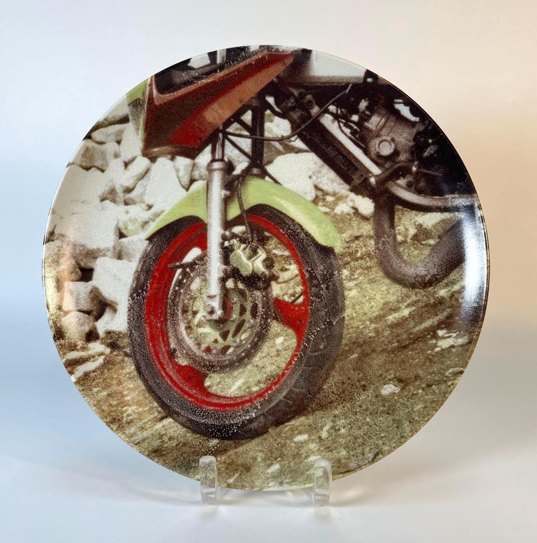 ROBERT RAUSCHENBERG RARE LIMITED EDITION PORCELAIN MOTORCYCLE PLATE FOR THE GUGGENHEIM MUSEUM (1 of 6)