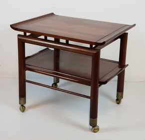 HANDSOME MID CENTURY WILLETT FURNITURE PAGODA STYLE BAR CART TROLLEY