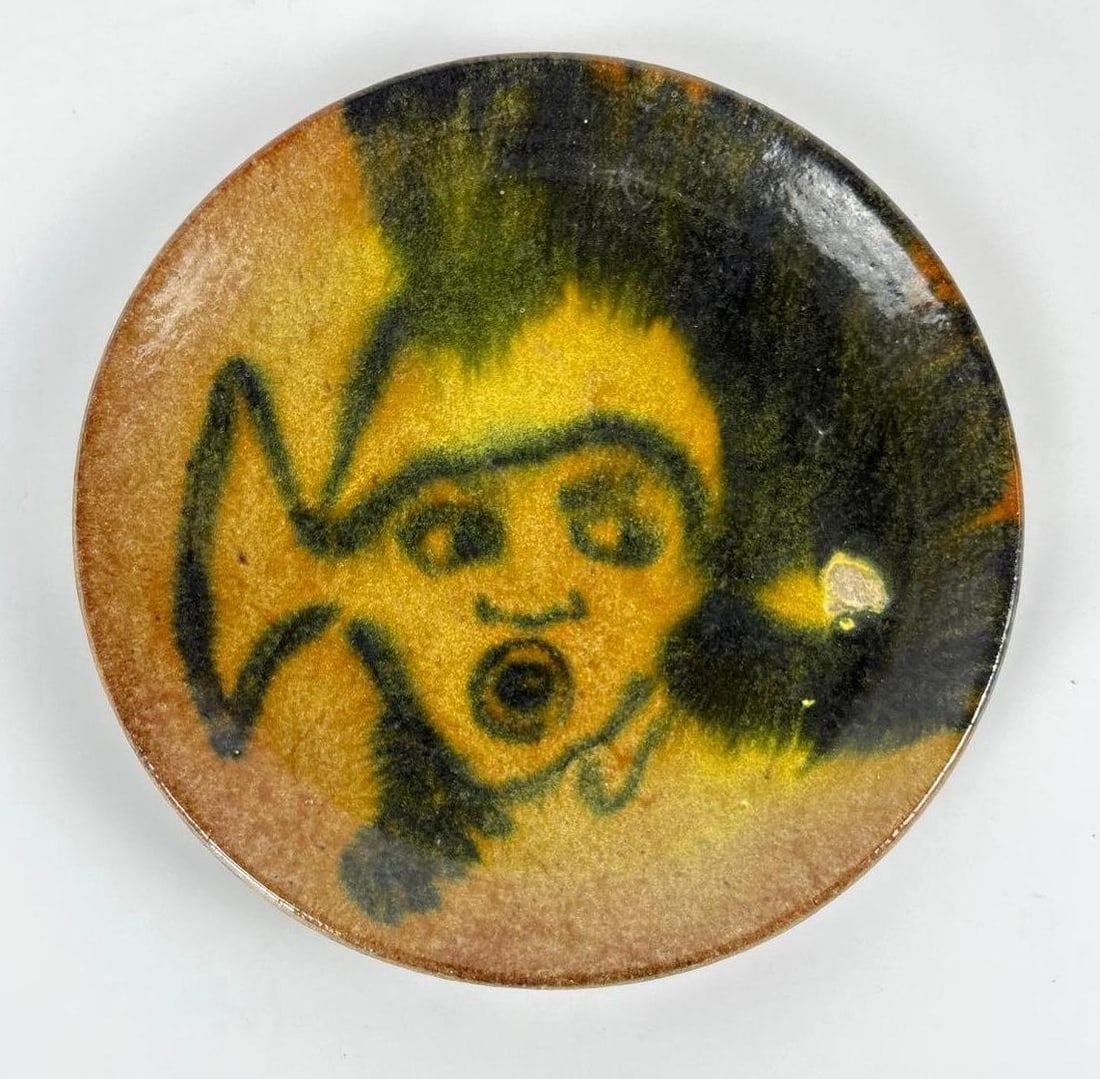 RARE JEAN-CLAUDE "TIGA" GAROUTE 1958 HAITIAN ART POTTERY PLATE (1 of 5)