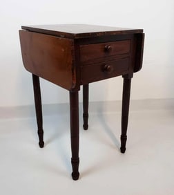 ANTIQUE DROP LEAF TWO DRAWER STAND