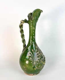 ANTIQUE GREEN OTTOMAN ÇANAKKALE POTTERY EWERS / CERAMIC JUG