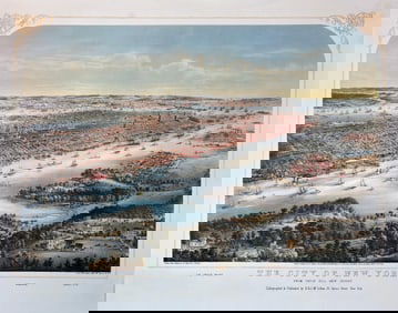 CONTEMPORARY LITHOGRAPH OF 'NEW YORK CITY FROM UNION HILL, NEW JERSEY' BY D & J.MCLELLAN