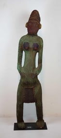 VERY RARE AFRICAN BAMILEKE LEFEM GRASSLAND KOM REGION CAMEROON LIFE SIZE BEADED FIGURE SCULPTURE