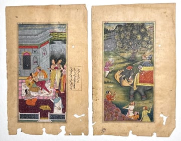 PAIR OF INDO-PERSIAN MUGHAL ILLUMINATED MANUSCRIPT PAGES / MINIATURE PAINTINGS (5 of 17)