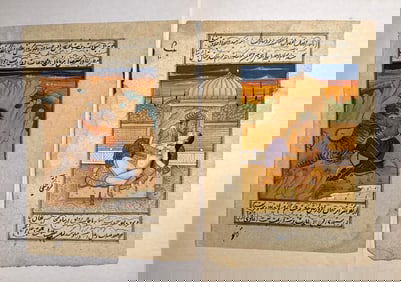 PAIR OF INDO-PERSIAN MUGHAL ILLUMINATED MANUSCRIPT PAGES / MINIATURE PAINTINGS (11 of 17)