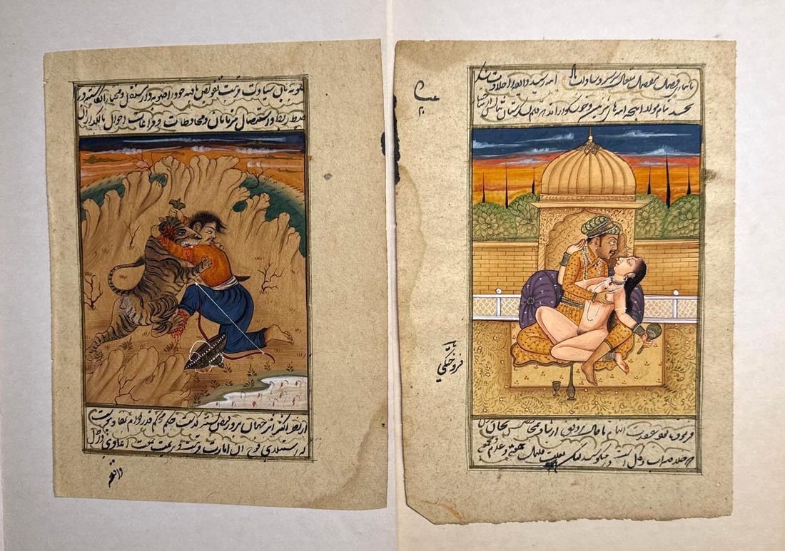 PAIR OF INDO-PERSIAN MUGHAL ILLUMINATED MANUSCRIPT PAGES / MINIATURE PAINTINGS (11 of 17) (1 of 8)