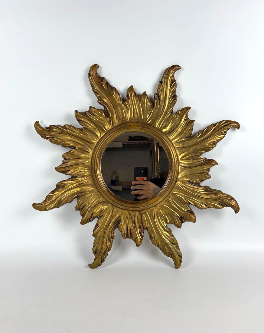 GILT WOOD STARBURST SUNBURST MIRROR (1 of 6)