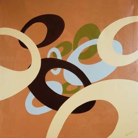 MAX SIGNED LARGE ABSTRACT POP ART OIL ON CANVAS