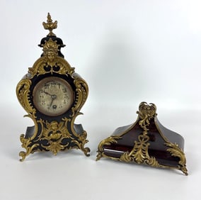 EXCEPTIONAL ANTIQUE LENZKIRCH CLOCK AND WALL BRACKET CONSOLE