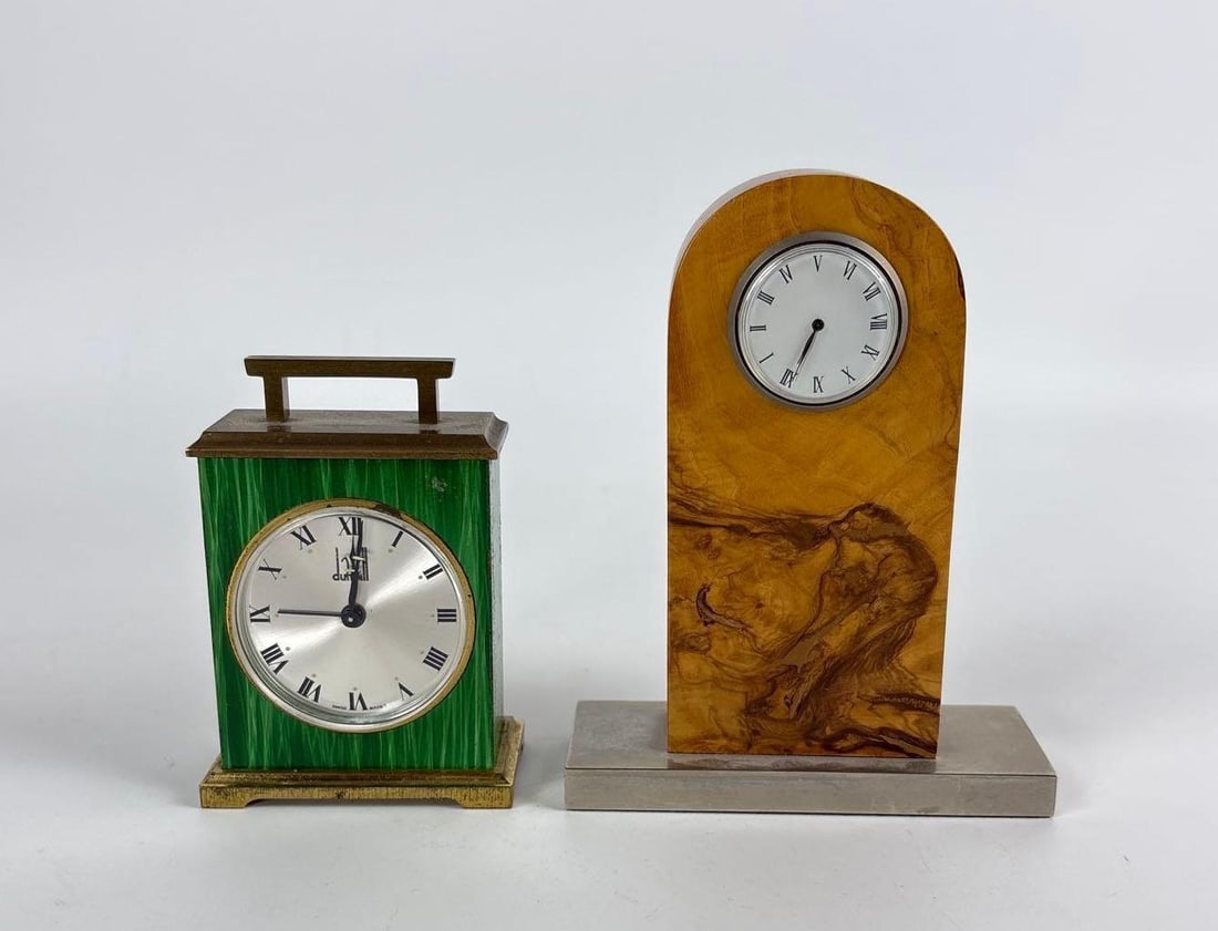 DESK CLOCK SET INCL. DUNHILL | FAUX MARBRE MALACHITE (1 of 7)
