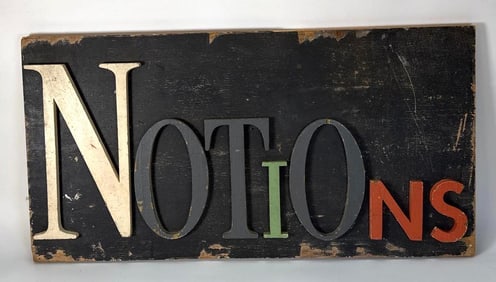 VINTAGE WOOD SIGN NOTIONS 16" x 31"