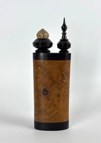 MUSEUM-QUALITY JON SAUER ORNAMENTAL BURL WOOD MYRTLE & AFRICAN BLACKWOOD SCENT BOTTLE
