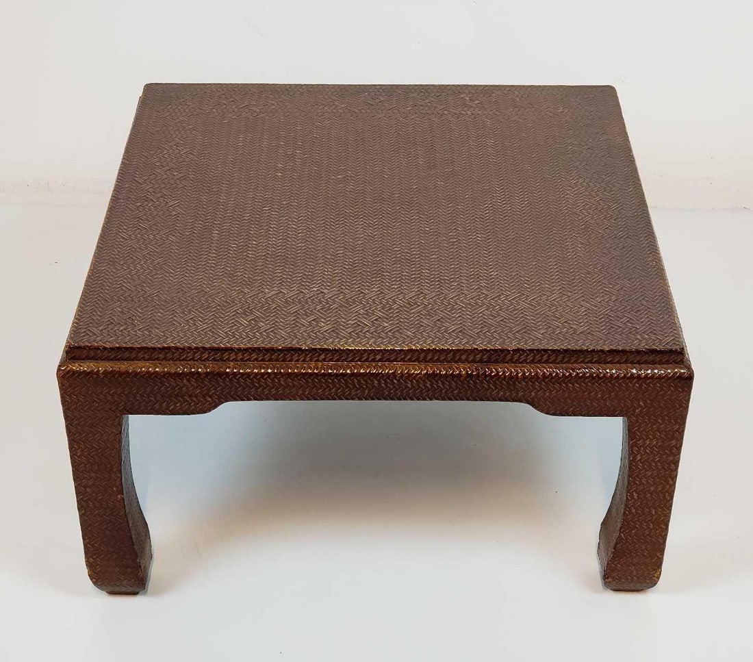 ASIAN INSPIRED RAFFIA WRAPPED LOW TABLE, BAKER STYLE MING COFFEE TABLE, VINTAGE WOVEN TEXTURE SQUARE (1 of 14)