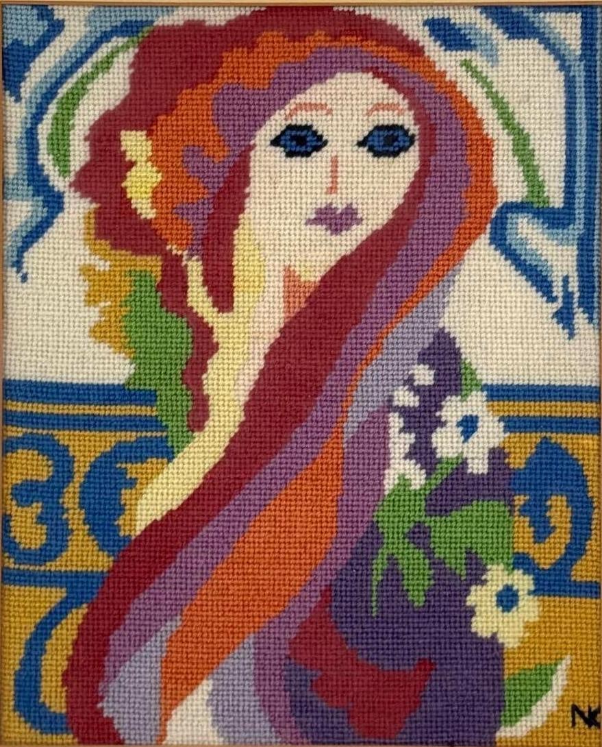 UNUSUAL NEEDLEPOINT PORTRAIT (1 of 6)
