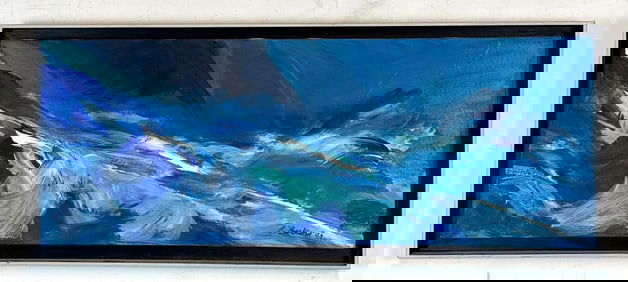 SIGNED ABSTRACT PAINTING FRAMED SIGNED P. BERKOW? '05