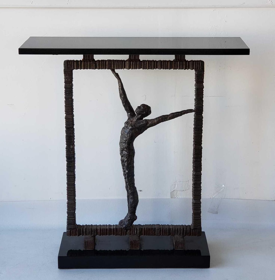 "REACH OUT OF THE BOX" IRON AND GRANITE CONSOLE TABLE BY GLOBAL VIEWS (1 of 14)