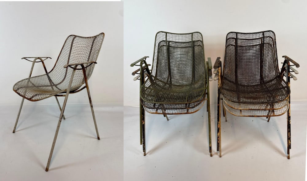 RUSSELL WOODARD SCULPTURA WIRE MESH ARM CHAIRS SET OF SIX-AS IS (1 of 14)