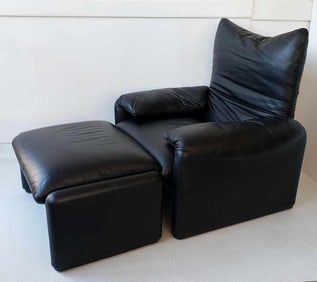CASSINA MARALUNGA ARMCHAIR AND OTTOMAN BY VICO MAGISTRETTI
