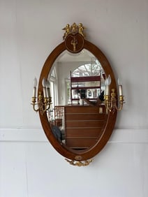 LOUIS XVI STYLE BRONZE AND PORCELAIN MIRROR