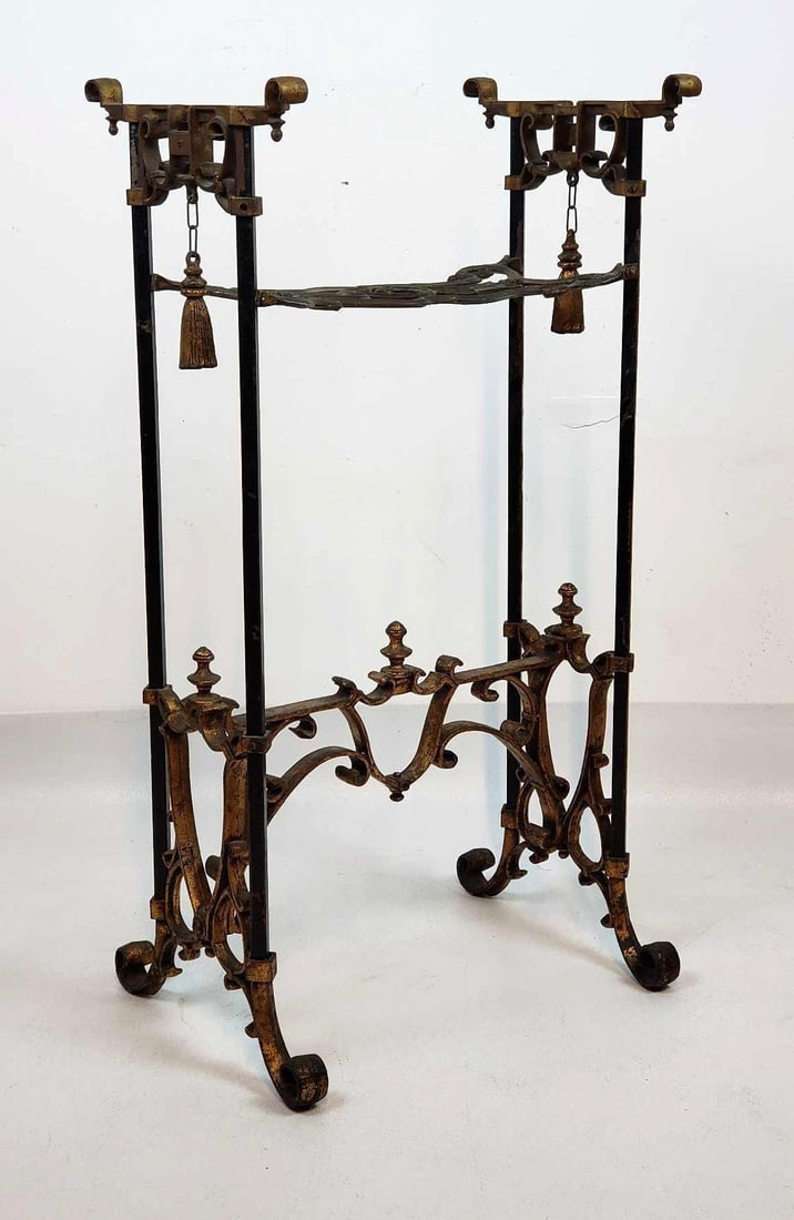 IMPRESSIVE WROUGHT IRON STAND WITH GILT AND TASSEL DETAIL (1 of 17)