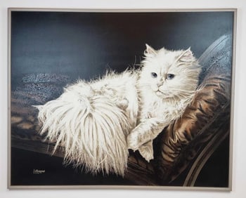 ANTOINETTE LETTERMAN 'THE RESTING CAT (CASHMERE)' GICLEE PAINTING WALL SIZED
