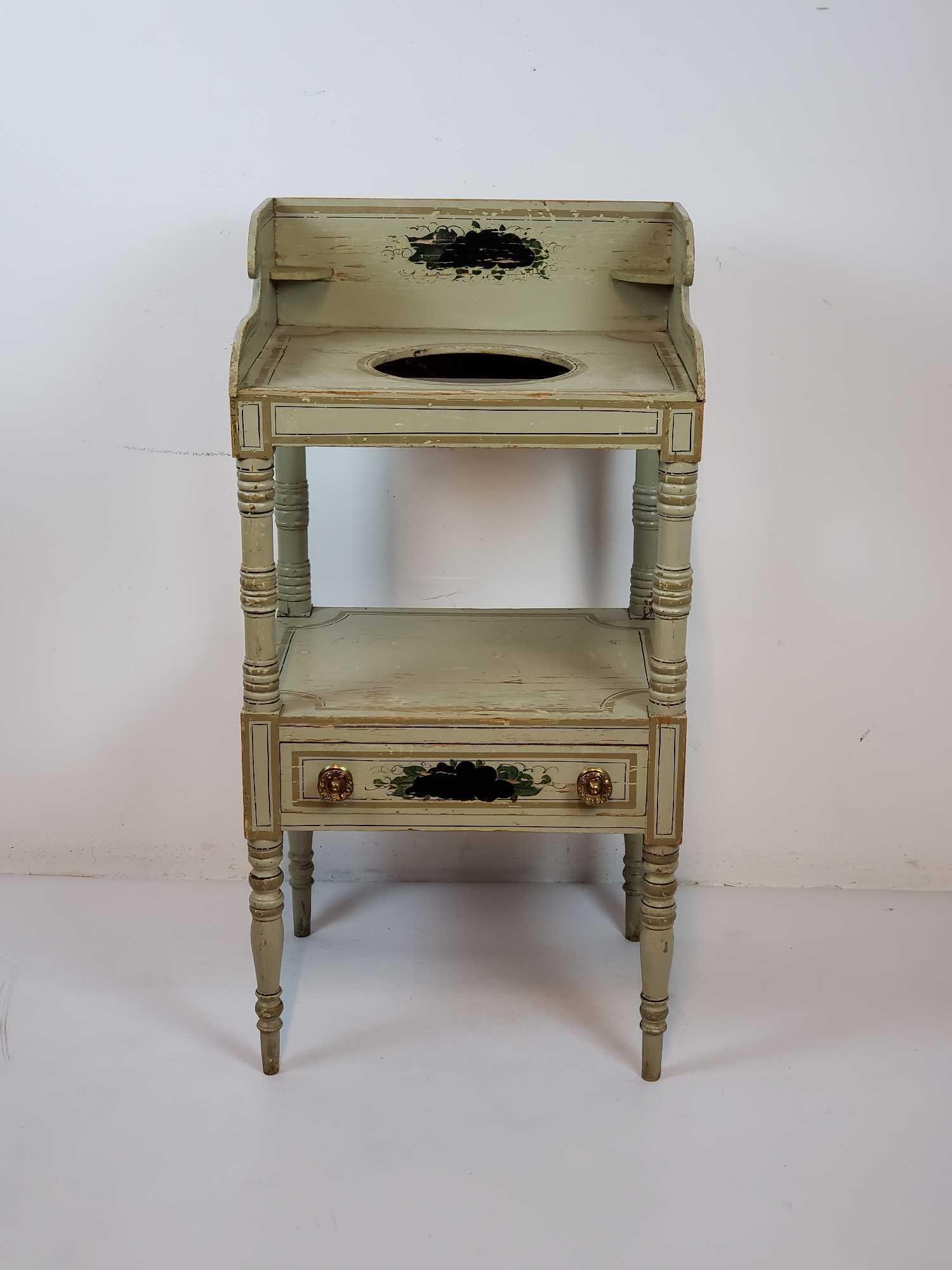 ANTIQUE PAINT DECORATED HITCHCOCK STYLE WASH STAND (1 of 18)