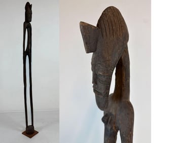 AFRICAN RHYTHM POUNDER FIGURE - IMPRESSIVE LONG WOOD CARVING