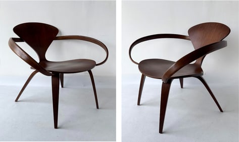 PAIR OF MID CENTURY MODERN CHERNER PRETZEL LOUNGE CHAIRS