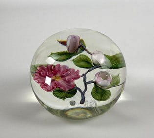 DANIEL SALAZAR FOR LUNDBERG STUDIOS  LAMPWORK CHERRY BLOSSOM PAPERWEIGHT