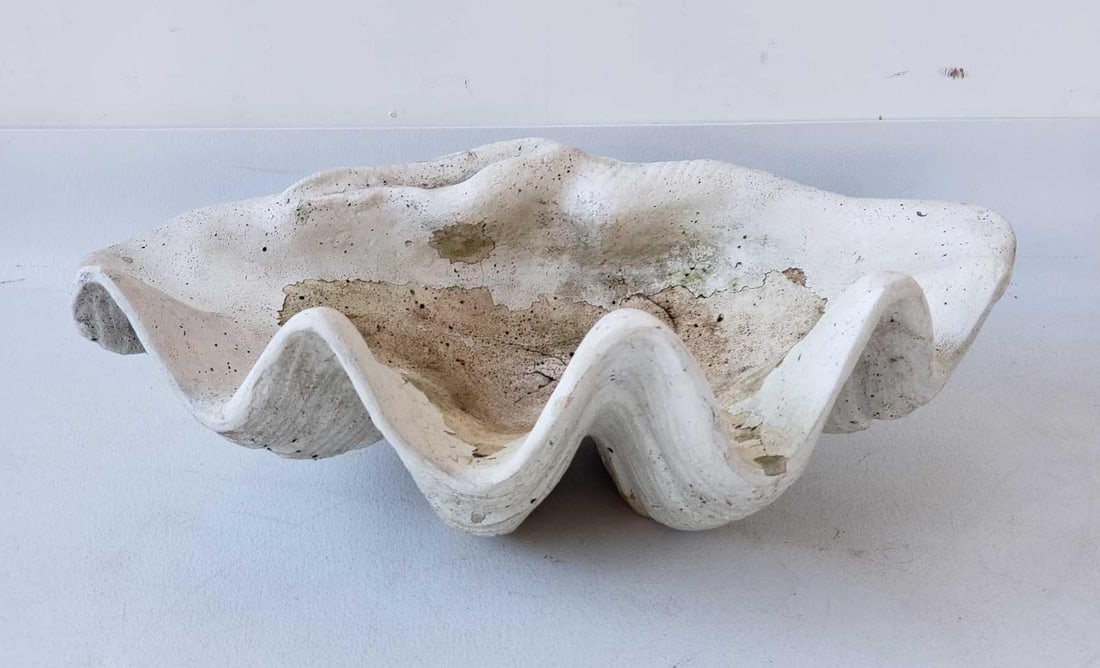 GIANT CLAM SHELL FORM COMPOSITION GARDEN SCULPTURE/VESSEL (1 of 10)