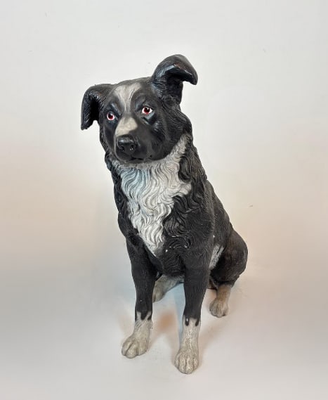 REALISTIC LIFE-SIZE BORDER COLLIE STYLE DOG STATUE - HAND-PAINTED FIGURE (1 of 9)