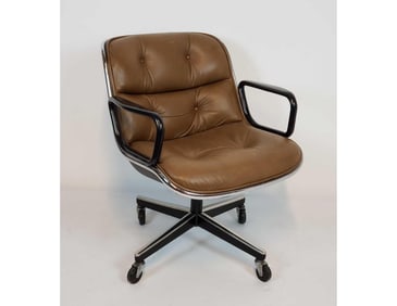 VINTAGE KNOLL CHARLES POLLOCK EXECUTIVE CHAIR IN BROWN LEATHER (1 OF 3)