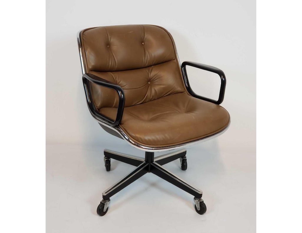 VINTAGE KNOLL CHARLES POLLOCK EXECUTIVE CHAIR IN BROWN LEATHER (1 OF 3) (1 of 14)