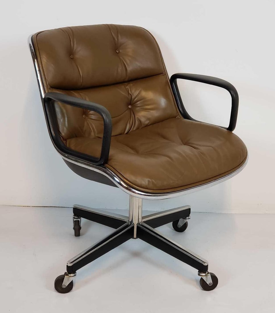 VINTAGE KNOLL CHARLES POLLOCK EXECUTIVE CHAIR IN BROWN LEATHER (2 OF 3) (1 of 12)