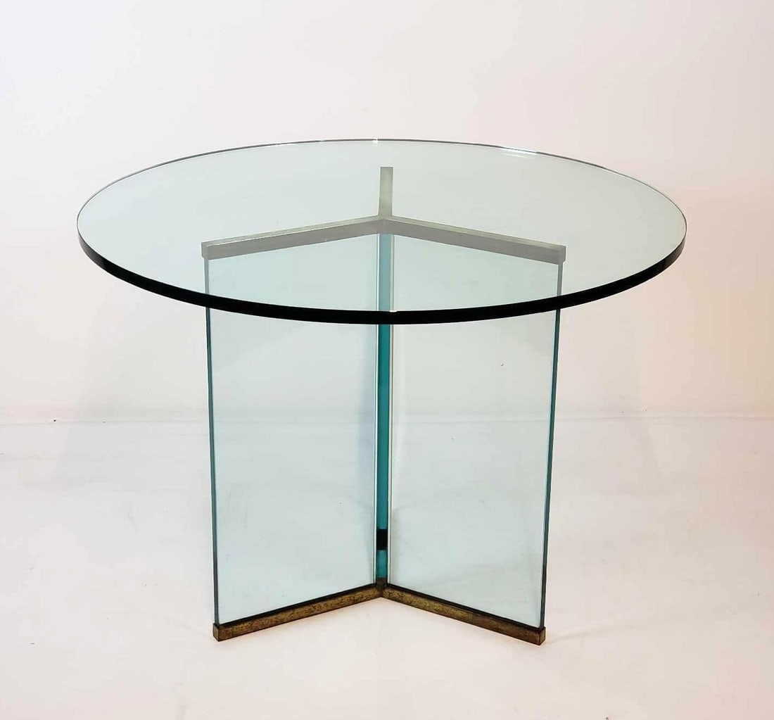 LEON ROSEN FOR PACE ATTR. GLASS & BRASS CENTER TABLE (1 of 9)