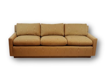 MILO BAUGHMAN STYLE FAUX BOIS MOIRE UPHOLSTERED FLOATING SOFA