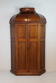 REFINED REGENCY MAHOGANY BONNET TOPPED ARMOIRE WITH INTEGRAL UMBRELLA STORAGE