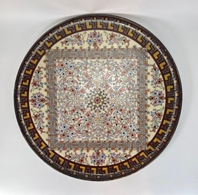 ANTIQUE HAAS & CZJZEK SCHLAGGENWALD PORCELAIN PLATTER, 20 INCH, HAND-PAINTED VIENNA STYLE