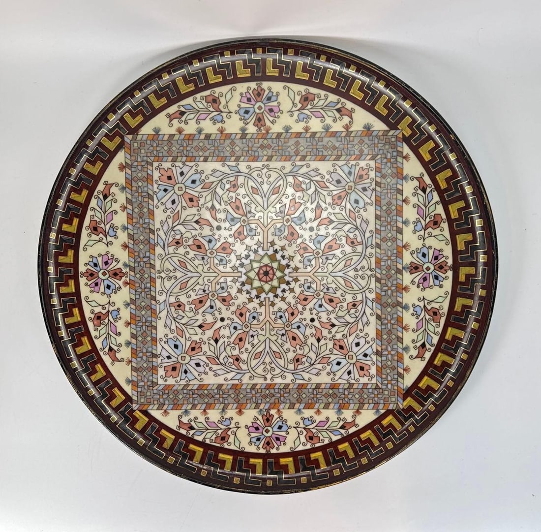 ANTIQUE HAAS & CZJZEK SCHLAGGENWALD PORCELAIN PLATTER, 20 INCH, HAND-PAINTED VIENNA STYLE (1 of 8)