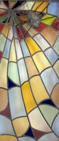 STAINED GLASS SPIDER WEB PANEL ABSTRACT ART GLASS