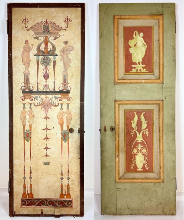 IMPORTANT ANTIQUE ITALIAN NEOCLASSICAL POLYCHROME AND PARCEL-GILT DOOR (1 of 13)