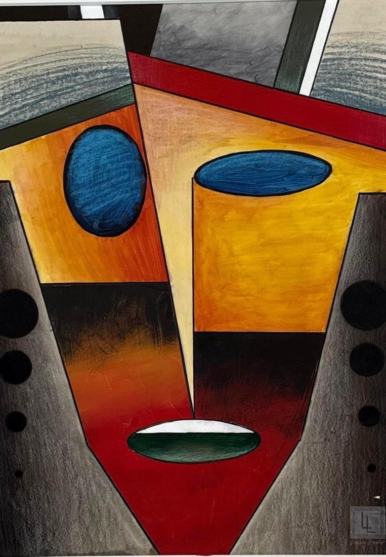 FRAMED LARRY LASLO ABSTRACT PRINT SIGNED: Modern Abstract Figural Work by Designer Larry Laslo Dimensions: 21" x 15" Overall: 36" x 28" Artist: Larry Laslo Provenance: A New York Collector Notes: Although care is taken to photograp