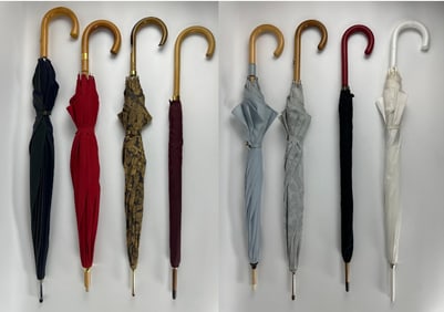 LUXURY COLLECTION OF EIGHT VINTAGE DESIGNER UMBRELLAS HERMÈS VERSACE COURREGES