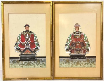 PAIR OF ANCESTRAL PORTRAITS ON SILK