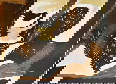 PABLO PICASSO SIGNED 'IN THE STONE' LITHOGRAPH  LIMITED EDITION - FEMALE FIGURE & STILL LIFE