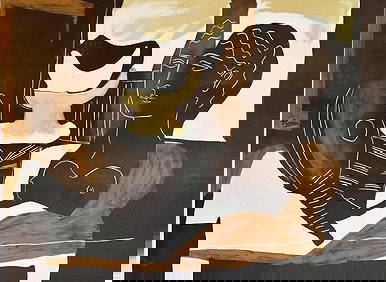 PABLO PICASSO SIGNED 'IN THE STONE' LITHOGRAPH LIMITED EDITION - FEMALE FIGURE & STILL LIFE (1 of 4)