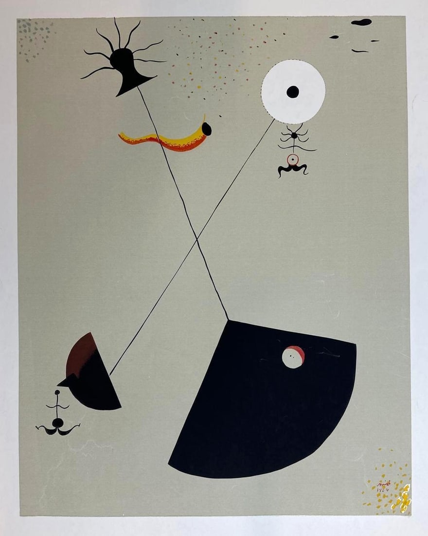 JOAN MIRÓ LITHOGRAPH: ABSTRACT MOTHERHOOD (MATERNITÉ) SIGNED IN STONE (1 of 4)
